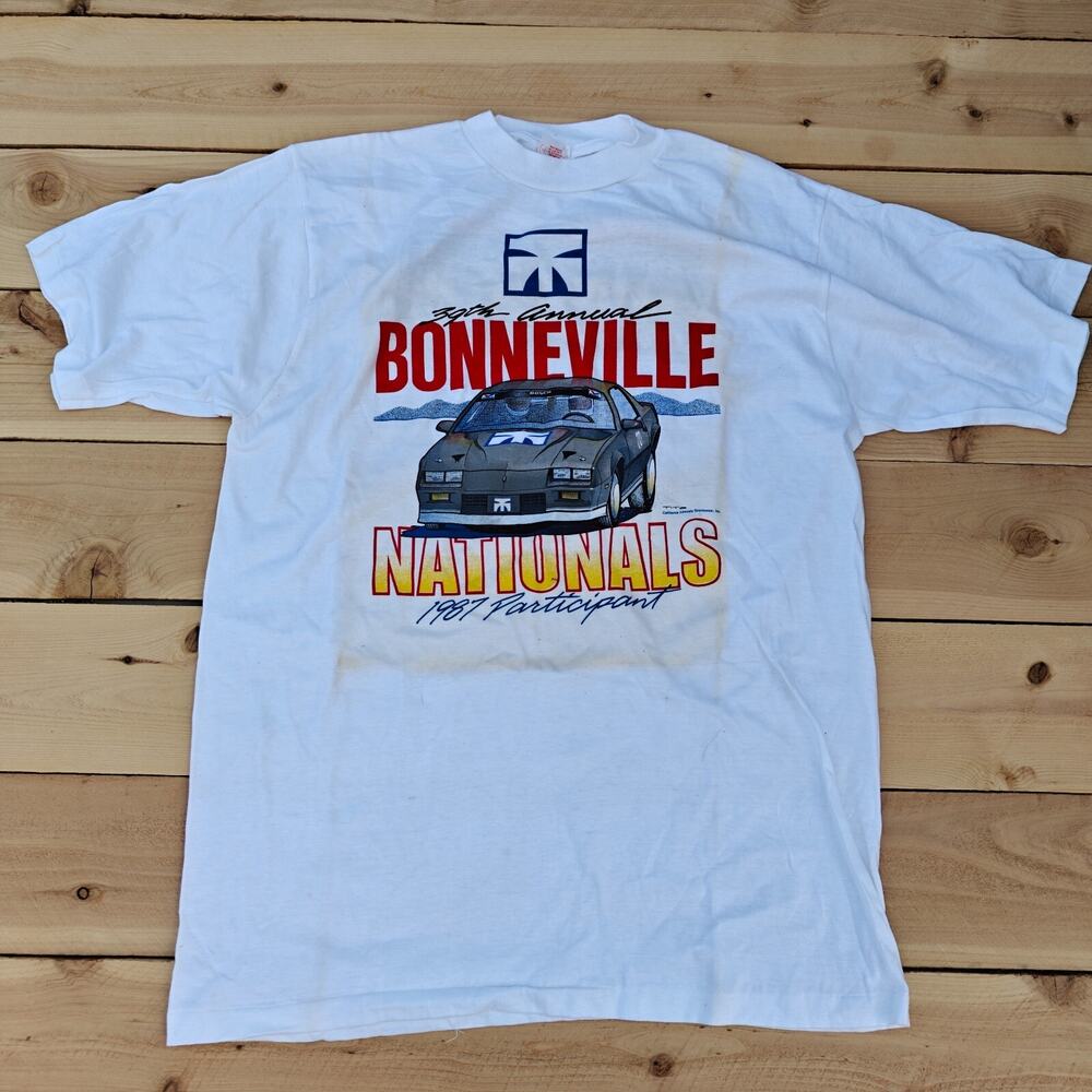 Vintage Alore Bonneville Nationals Racing Cars Men XL Short Sleeve T Shirt 1987
